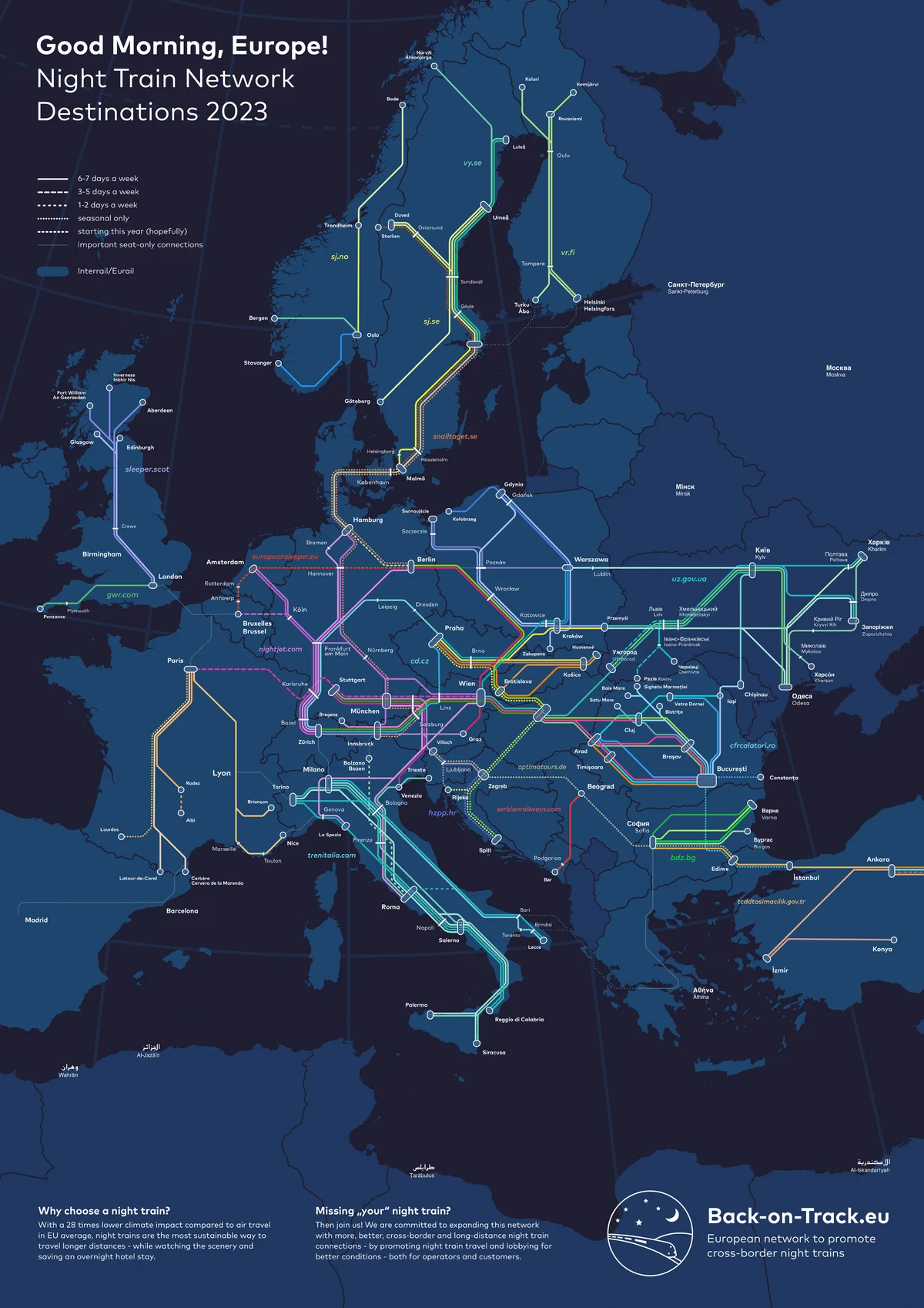 Neue Bersicht Ber Nachtzuglinien In Europa UmverkehR   Back On Track Eu Night Train Map 1 