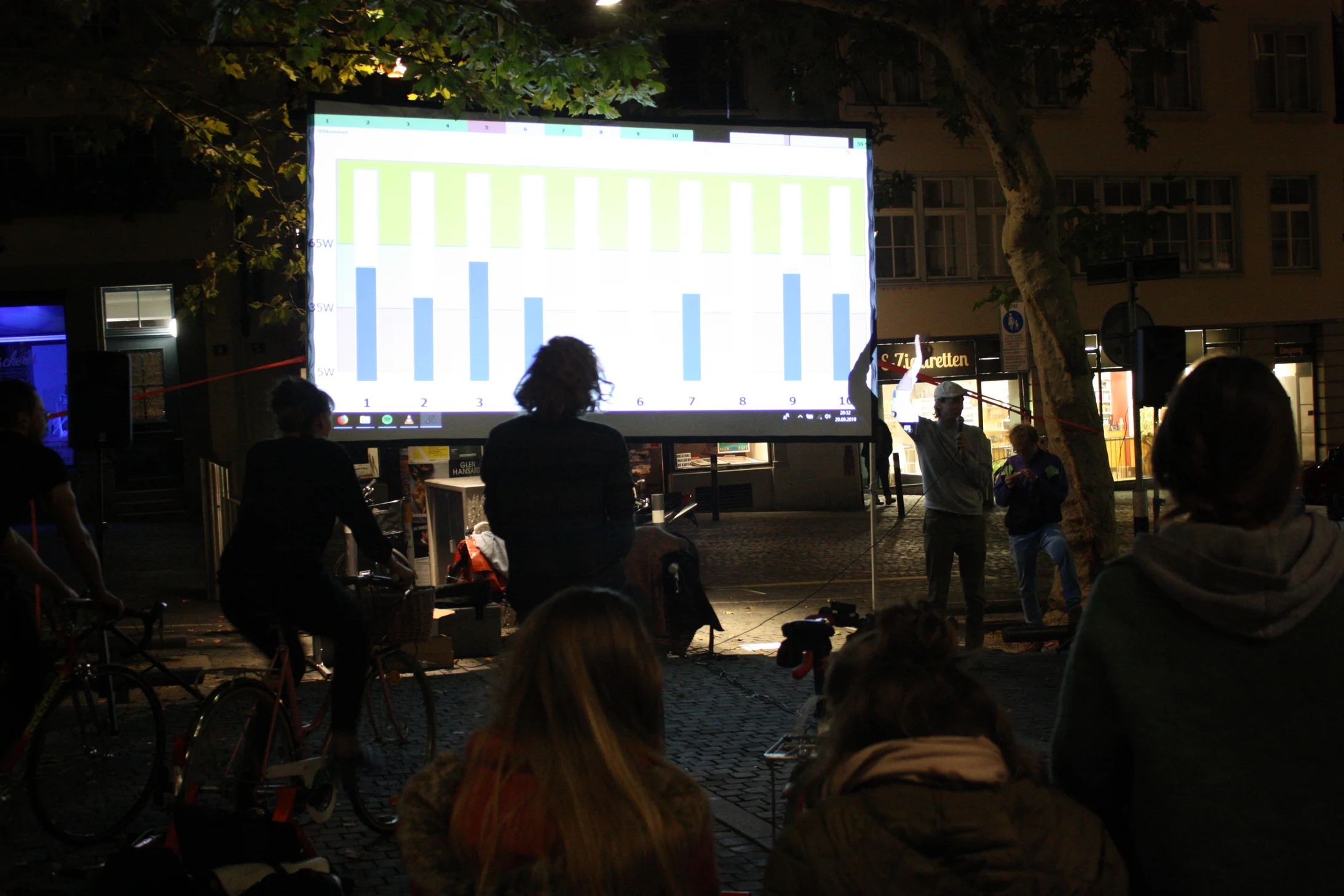 Kino mit Strom durch Velofahren von Vélorution in Zürich am PARK(ing) Day 2019